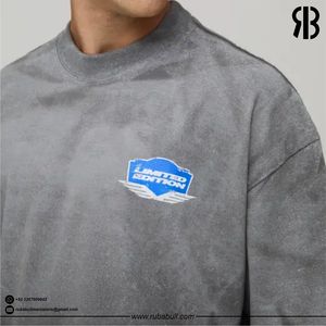 Camiseta Oversize Gris para Hombre, Manga Corta, Cuello Redondo, Estilo Casual Urbano, Algodón Transpirable, Logotipo Estampado en la Parte Delantera - Product Image 6