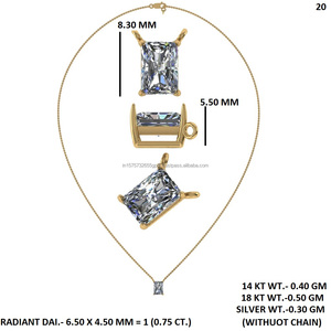 Lab Grown Diamond <b>Pendant</b> Necklace Emerald Cut <b>Solid</b> <b>Gold</b> Chain Jewelry for Wedding Anniversary Gift - Product Image 5