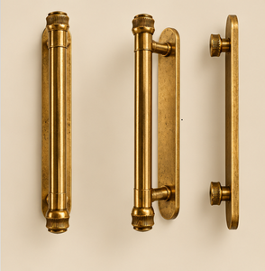 Poignée de porte classique à extrémité côtelée, finition dorée, longue poignée cylindrique pour armoire, quincaillerie de meubles - Product Image 5
