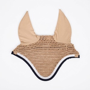 Voile anti-mouches pour cheval en maille crochetée bleu clair 2026, bonnet d'oreille couleur unie avec bordure en corde, luxe personnalisable - Product Image 2