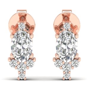REYES Handmade 14K Solid Gold Oval Cut 1.14 Carat Moissanite Screw <b>Back</b> Stud <b>Earrings</b> For Women Engagement Gift Fine Jewelry - Product Image 2