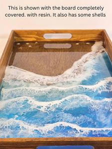 Bandeja de Servir de Madera de Nogal Teñida con Acabado Lacado, Reutilizable, Portátil, con Diseño Multifuncional para Escritorio, Ideal para Servir Comida con Temática de Playa - Product Image 4