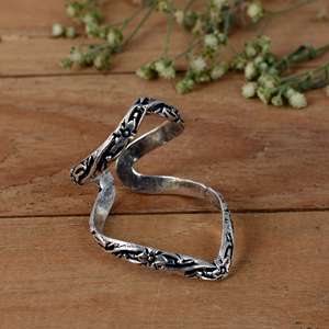 SHYAM JEWELRS Luxury 925 Sterling Silver Floral Arthritis Splint <b>Ring</b>-V Shape <b>Adjustable</b> Swan Neck Support for PIP/DIP Joint - Product Image 2