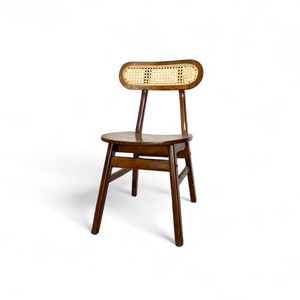 Chaise de salle à manger contemporaine en bois Kacangan courbée, en rotin naturel d'Indonésie, pour la maison, le bureau, la salle à manger, la cuisine - Product Image 4
