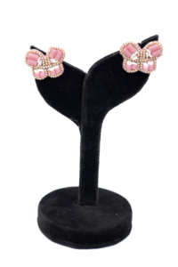 Unique Heart Statement <b>Earrings</b> Pink Bead Embroidery <b>Earrings</b> Custom Fashion Jewelry Clean <b>Back</b> Finishing for Durability <b>Earring</b> - Product Image 3