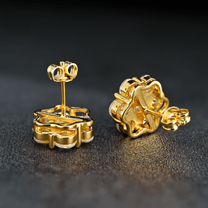 Elegantes Pendientes Redondos de Diamantes con Forma de Flor, Cultivados en Laboratorio, Certificados por IGI, Color D E F, Claridad VVS VS, Oro, Oro Rosa, Oro Blanco, Plata - Product Image 4