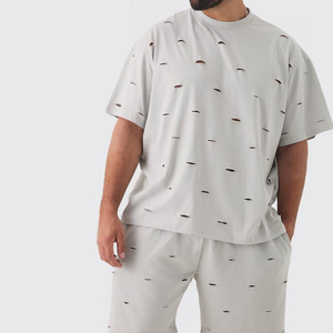 T-shirts Oversize en Coton 100% Coton 260 GSM Grande Taille Manches Courtes Homme T-shirt Oversize Délavé Lourd T-shirts Vierge - Product Image 5