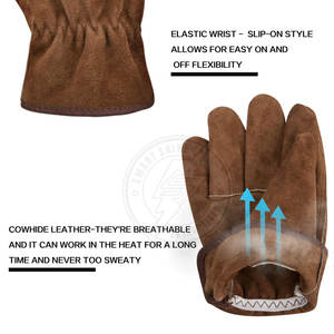 ถุงมือทำงานราคาสมเหตุสมผล ออกแบบโลโก้ของคุณเองได้ วัสดุดีเยี่ยม ถุงมือหนังทำงานสั่งทำพิเศษ ขายดี - Product Image 3