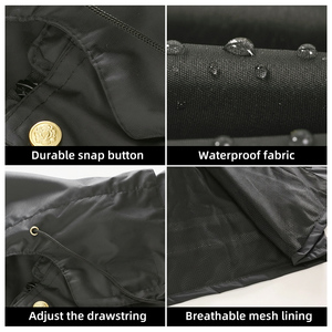 Ensemble imperméable noir en PVC pour homme avec bandes réfléchissantes et capuche – Vêtements de travail et de pluie réfléchissants – Vente en gros - Product Image 5