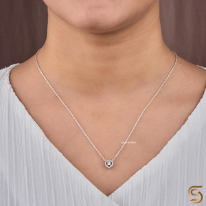 Collar de oro blanco macizo de 18 quilates con halo de diamantes cultivados en laboratorio, colgante de joyería fina, minimalista y elegante, regalo para mujer - Product Image 5