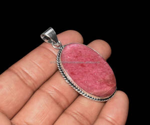 Colgante de Plata de Ley 925, piedras preciosas de rodonita, joyería de piedras preciosas de plata hecha a mano, colgante de plata de Rodonita para collares - Product Image 4