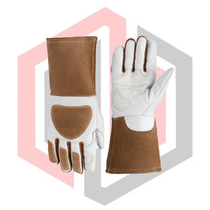 Gants de soudage en cuir fendu ignifuges avec design cousu, longueur 14 pouces, sans silicone, sans poudre, pour MIG/TIG/Stick - Product Image 4