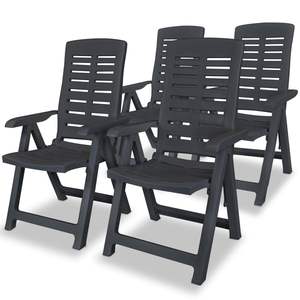 Juego de 4 Sillas Reclinables de Plástico Antracita, Muebles Plegables Estándar para Patio - Product Image 1