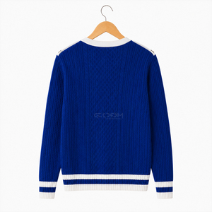เสื้อคาร์ดิแกนอะคริลิคสีน้ำเงิน คอวี แขนยาว แต่งขอบตัดสี กระดุมตกแต่ง จาก Cosh International Sisterhood Sorority - Product Image 3