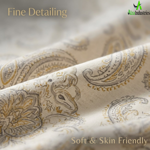 King Size Beige Paisley Printed Bedsheet <b>Set</b> Soft Cotton <b>Bedding</b> <b>Set</b> with Pillow Covers Lightweight Breathable Premium Bedroom - Product Image 3