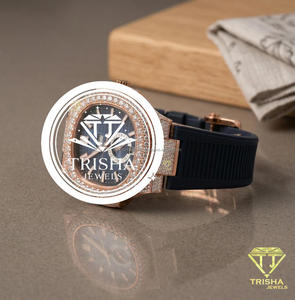 Elegante Reloj con Esfera Azul y Diamantes, Correa de Silicona Premium, Reloj de Lujo, Joyería de Moda - Product Image 1
