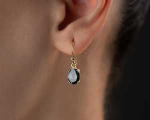 Mystic Topaz <b>Earrings</b> Oval Cut Rainbow CZ Gemstones 925 Sterling Silver 14K <b>Gold</b> Plated Iridescent Drop <b>Dangles</b> Anniversary Gift - Product Image 2