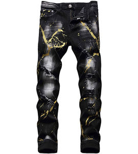 กางเกงยีนส์ทรงตรงผู้ชาย HAMIO SPORTS รุ่น Custom Distressed Wash Stonewashed Streetwear Hip Hop Y2K ขาดๆ เซอร์ๆ ทรงสลิมฟิต ขาเดฟ ไซส์พลัส - Product Image 1