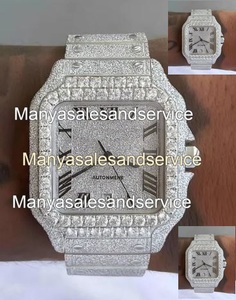 Reloj de Acero Inoxidable con Moissanita, Corte Brillante VVS1, Cuadrado, Estilo Antiguo, Hip Hop, Lujo, Cuarzo, Moda, Negocios, Esfera de Cristal, Colección - Product Image 2