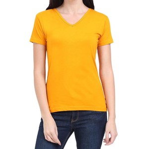 Camisetas de Lujo para Mujer, Cuello en V, Corte Regular, Manga Corta, 100% Algodón, Ajuste de Alto Rendimiento, Precio al por Mayor, OEM - Product Image 1