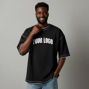 Camiseta de Hombre de Gran Tamaño, 220 g/m², de Algodón y Poliéster Tejido, Personalizable con Impresión por Transferencia de Calor, OEM ODM, de Alta Calidad en Oferta - Product Image 2