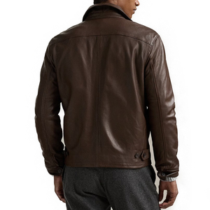 Top Trending <b>Brown</b> Full-Grain <b>Leather</b> <b>Jacket</b> <b>Men</b> Classic Windbreaker Style Durable Breathable Outdoor Coated Front Waterproof - Product Image 2