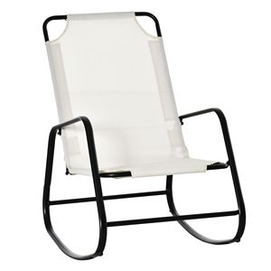 Sedia a dondolo da interno/esterno per Patio Bliss, colore bianco crema, con seduta in tessuto. - Product Image 1