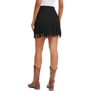 Falda de cuero con cintura elástica de moda urbana en venta, diseño propio personalizado, falda de cuero para mujer - Product Image 4