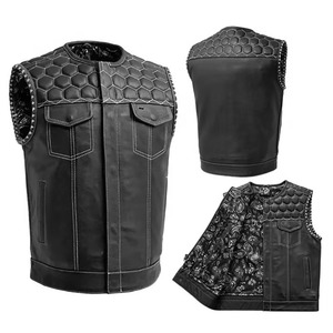 Nouveau design, logo personnalisé, anti-UV, gilet en cuir pour club moto homme, confortable, anti-boulochage, meilleur gilet en cuir pour moto homme - Product Image 2