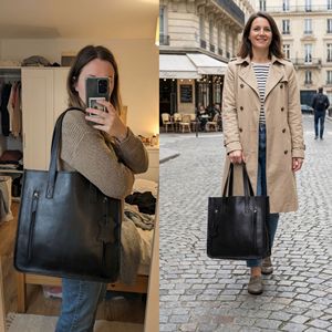 Sac à main en cuir véritable pour femme, grande capacité, avec fermeture à glissière, sac à bandoulière noir pour ordinateur portable - Product Image 5