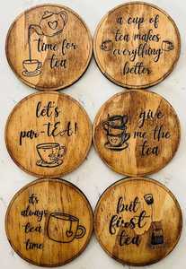 Ensemble de sous-verres ronds en bois de cèdre gravés au laser avec citation amusante sur le vin, pour boissons, tasses à café et protection de table - Product Image 2
