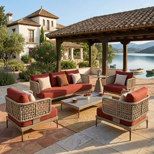 Ensemble <span class=keywords><strong>de</strong></span> <span class=keywords><strong>salon</strong></span> <span class=keywords><strong>de</strong></span> <span class=keywords><strong>jardin</strong></span> moderne en aluminium, résistant aux intempéries, avec <span class=keywords><strong>table</strong></span> basse en corde tressée pour <span class=keywords><strong>jardin</strong></span>, Australie - Product Image 1