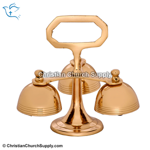 Sanctus Trois Cloches |   Cloche d'autel triple en laiton pour la Messe catholique et le culte religieux – Export Corporation - Product Image 2
