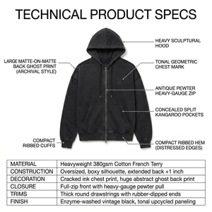 Heavyweight 380gsm Boxy Sweatshirt Eco-Friendly French Terry Oversized Zip Hoodie for Men Customizable Streetwear High-quality - Product Image 5