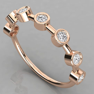 Bagues minimalistes en diamant pour femme, en or massif 18 carats, sertissage clos, diamant naturel original, alliance éternité, ensemble de bagues de mariage, cadeau de fête - Product Image 6