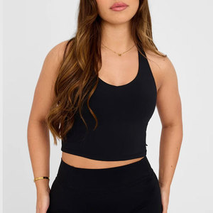 Nouveau débardeur dos nu pour femme, personnalisé, haute résistance, coupe courte, ajusté, compression, tenue de yoga moulante - Product Image 4