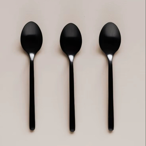 Juego de Cucharas para Servir Alimentos Elegantes al por Mayor, Utensilios para Servir Negros de Acero Inoxidable, Proveedor de Cucharas para Postre Personalizadas, 4 Piezas - Product Image 1