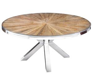 Table de salle à manger de luxe moderne pour villa, maison, cuisine ou restaurant, avec plateau en bois recyclé, forme ronde, pieds en acier inoxydable en forme d'araignée et plateau en verre - Product Image 1