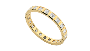 Bague Intelligente en Or Massif 14K avec Diamant de Laboratoire de Qualité Supérieure, Coupe Princesse, Style Éternité, pour Mariage et Fiançailles, Personnalisable - Product Image 3