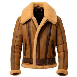 Stylish <b>Fur</b> Mens Designer Style Leather Jacket Modern Slim Fit Motorcycle Inspired Outerwear - Product Image 1