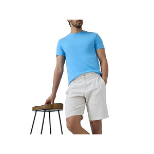 Camiseta de Algodón de Color Sólido para Hombre, Manga Corta, Cuello Redondo, Corte Regular, Informal, Tejido de Punto Jersey, Transpirable, Diseño Liso - Product Image 2