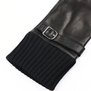 Leather Full Finger Racing Gloves With Knuckle Protection Thermal Insulated Winter Outdoor Unisex Black - Product Image 2