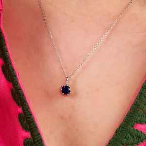 Collier étoile en saphir bleu véritable, argent sterling 925, plaqué or 14 carats, pendentif saphir, pierre de naissance de septembre, cadeau pour elle - Product Image 4