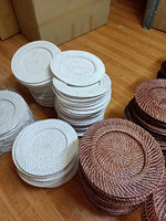 Assiette de présentation en rotin marron 33 cm, faite à la main, écologique, pour la décoration de table, assiette de présentation en rotin blanc pour la décoration de mariage, vente en gros UE