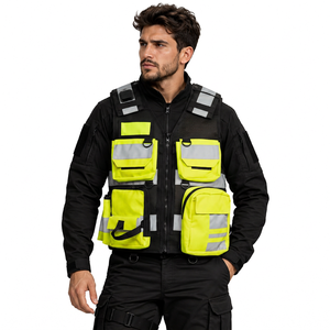 Men's Breathable Reflective Safety <b>Tactical</b> <b>Vest</b> Multi Pockets Zipper Workwear - Product Image 1