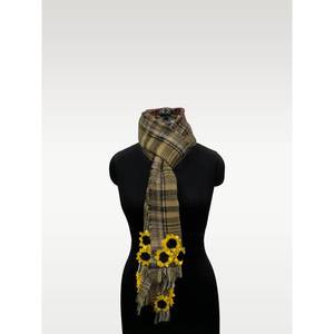 Embroidered Cotton Long Women's Leaf Pattern Multi-Purpose Scarf - Product Image 1