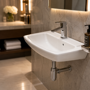 LAVISH Oval Wall-Hung Wash Basin Easy Clean Glossy Modern Mall Hall Apartment Villa 5 Year Warranty Office Hotel School Hospital - Product Image 6