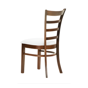Classic Solid Wood Round 4 Seater <b>Dining</b> Table Set with Pedestal Base Dark Walnut Finish Ladder-Back Upholstered <b>Chairs</b> - Product Image 6