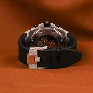 Montre numérique de luxe personnalisée, cadran en cristal saphir, boîtier en acier inoxydable, bracelet en cuir, résistance à l'eau 5 BAR, style hip-hop pour hommes - Product Image 3