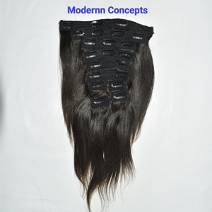 Extensions de cheveux humains indiens 100 % vierges bruts, alignés aux cuticules, couleur noire, ondulés, à clipser, qualité naturelle, vente en gros - Product Image 4